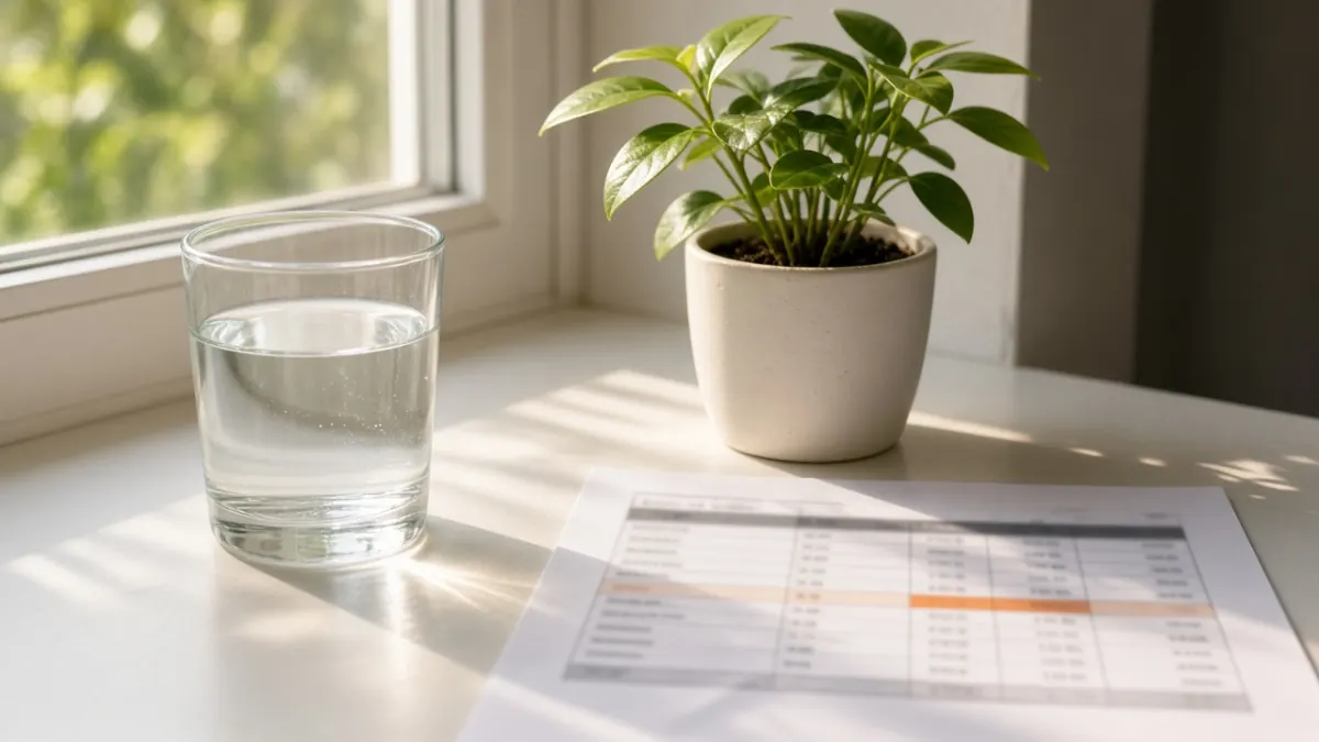 Morning sunlight on a windowsill beside a 25-OH vitamin D lab report